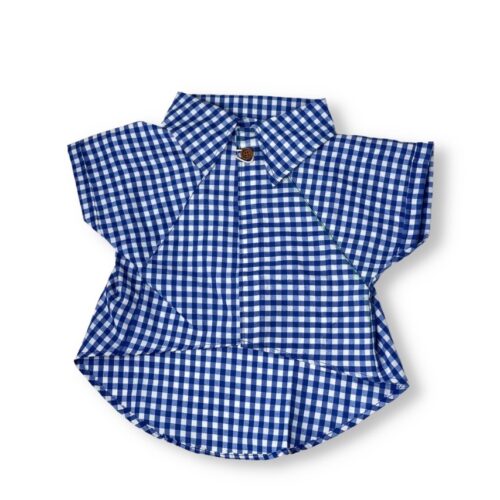Blue Gingham Dog Shirt